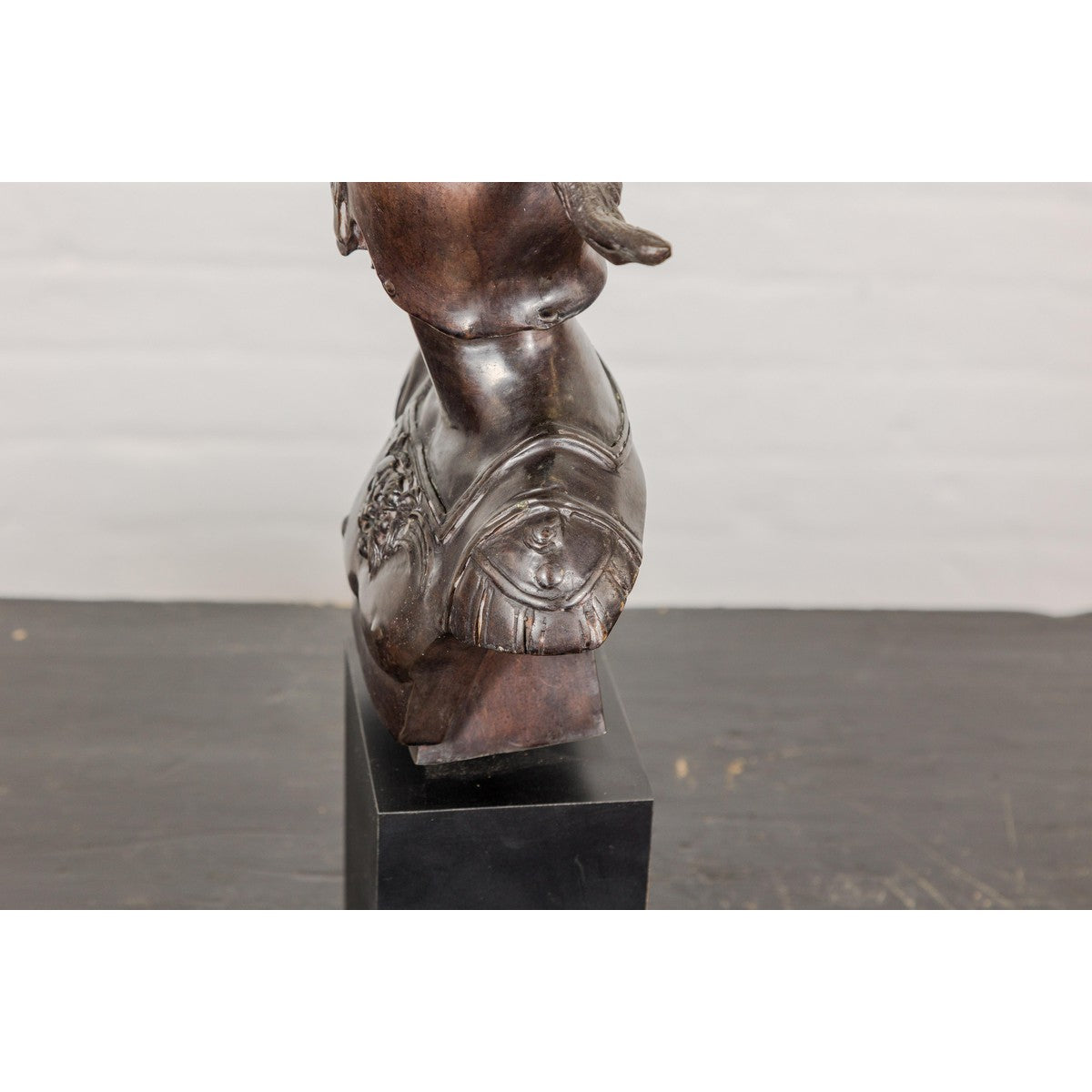 Bronze Greco Roman Style Bust of a Spartan Soldier on Black Wooden Base-15. Asian & Chinese Furniture, Art, Antiques, Vintage Home Décor for sale at FEA Home