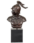 Bronze Greco Roman Style Bust of a Spartan Soldier on Black Wooden Base-1. Asian & Chinese Furniture, Art, Antiques, Vintage Home Décor for sale at FEA Home