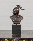 Bronze Greco Roman Style Bust of a Spartan Soldier on Black Wooden Base-2. Asian & Chinese Furniture, Art, Antiques, Vintage Home Décor for sale at FEA Home