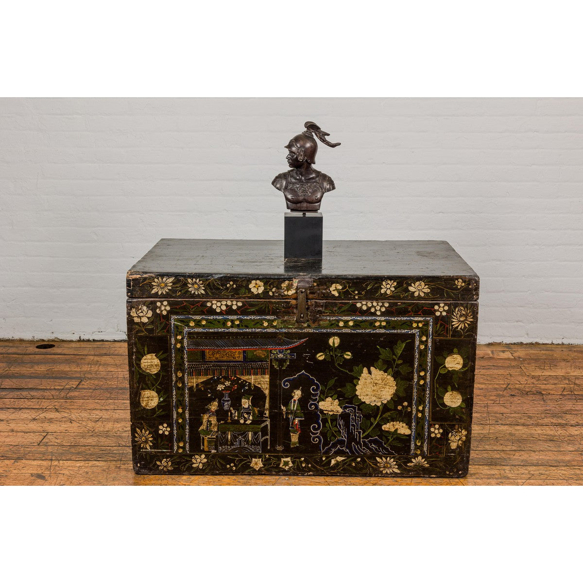 Bronze Greco Roman Style Bust of a Spartan Soldier on Black Wooden Base-3. Asian & Chinese Furniture, Art, Antiques, Vintage Home Décor for sale at FEA Home