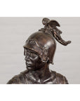 Bronze Greco Roman Style Bust of a Spartan Soldier on Black Wooden Base-8. Asian & Chinese Furniture, Art, Antiques, Vintage Home Décor for sale at FEA Home