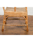 Vintage Burmese Country Style Hand-Woven Rattan Armchair with Rounded Back-12. Asian & Chinese Furniture, Art, Antiques, Vintage Home Décor for sale at FEA Home