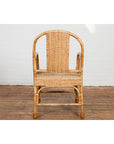 Vintage Burmese Country Style Hand-Woven Rattan Armchair with Rounded Back-13. Asian & Chinese Furniture, Art, Antiques, Vintage Home Décor for sale at FEA Home
