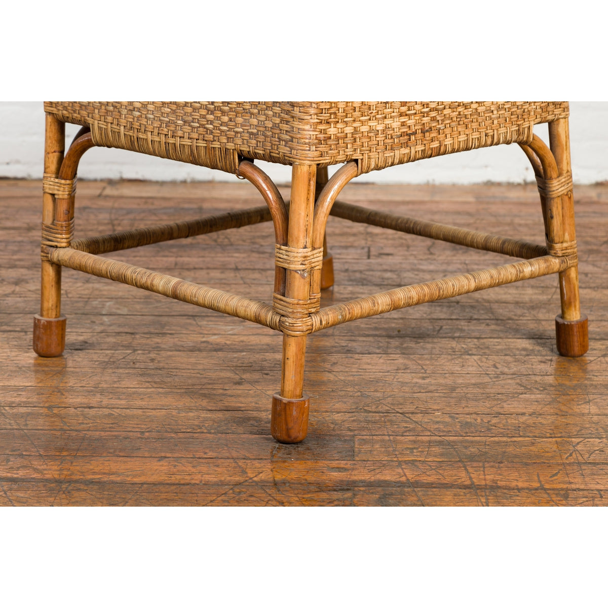 Vintage Burmese Country Style Hand-Woven Rattan Armchair with Rounded Back-16. Asian & Chinese Furniture, Art, Antiques, Vintage Home Décor for sale at FEA Home