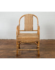 Vintage Burmese Country Style Hand-Woven Rattan Armchair with Rounded Back-2. Asian & Chinese Furniture, Art, Antiques, Vintage Home Décor for sale at FEA Home