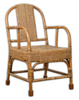 Vintage Burmese Country Style Hand-Woven Rattan Armchair with Rounded Back-4. Asian & Chinese Furniture, Art, Antiques, Vintage Home Décor for sale at FEA Home