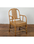 Vintage Burmese Country Style Hand-Woven Rattan Armchair with Rounded Back-6. Asian & Chinese Furniture, Art, Antiques, Vintage Home Décor for sale at FEA Home