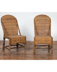 Pair of Burmese Vintage Country Style Woven Rattan and Bamboo Chairs-4. Asian & Chinese Furniture, Art, Antiques, Vintage Home Décor for sale at FEA Home