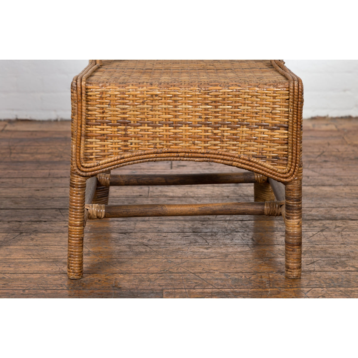 Pair of Burmese Vintage Country Style Woven Rattan and Bamboo Chairs-7. Asian & Chinese Furniture, Art, Antiques, Vintage Home Décor for sale at FEA Home