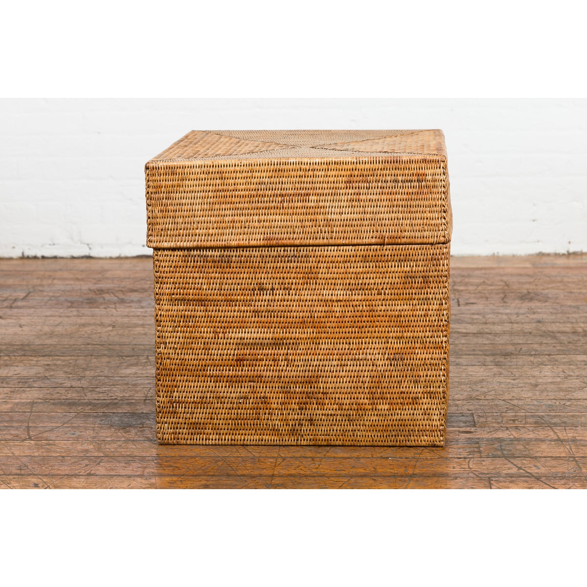 Rustic Vintage Country Style Thai Woven Rattan Lidded Storage Box-10. Asian & Chinese Furniture, Art, Antiques, Vintage Home Décor for sale at FEA Home