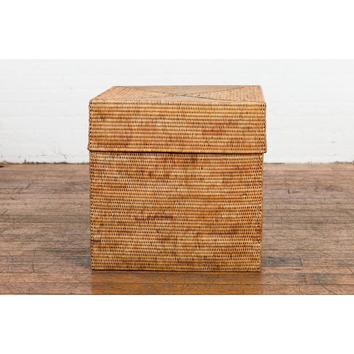 Rustic Vintage Country Style Thai Woven Rattan Lidded Storage Box-11. Asian & Chinese Furniture, Art, Antiques, Vintage Home Décor for sale at FEA Home