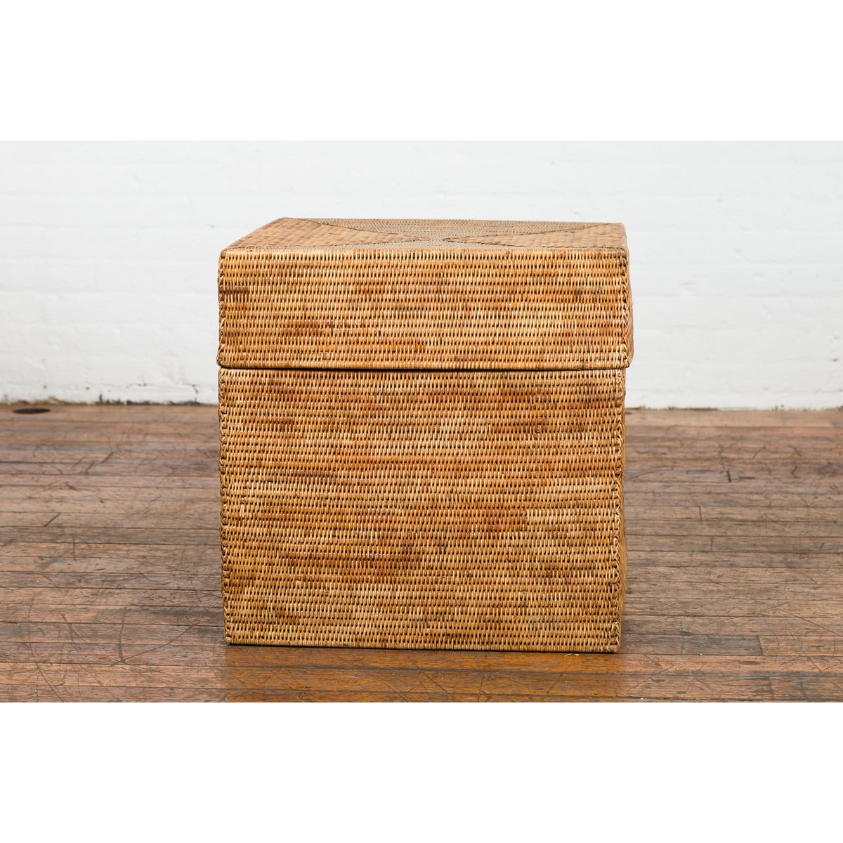 Rustic Vintage Country Style Thai Woven Rattan Lidded Storage Box-12. Asian & Chinese Furniture, Art, Antiques, Vintage Home Décor for sale at FEA Home