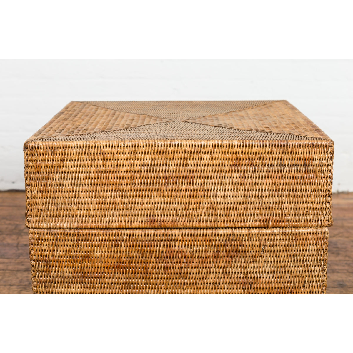 Rustic Vintage Country Style Thai Woven Rattan Lidded Storage Box-8. Asian & Chinese Furniture, Art, Antiques, Vintage Home Décor for sale at FEA Home