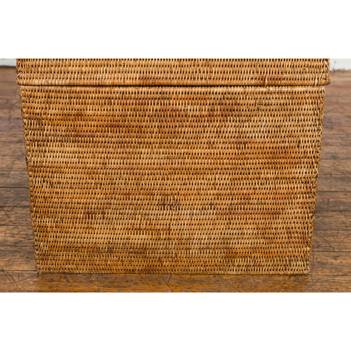 Rustic Vintage Country Style Thai Woven Rattan Lidded Storage Box-9. Asian & Chinese Furniture, Art, Antiques, Vintage Home Décor for sale at FEA Home