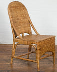 Vintage Country Style Thai Woven Rattan Chair with Arching Back and Long Skirt-10. Asian & Chinese Furniture, Art, Antiques, Vintage Home Décor for sale at FEA Home