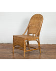 Vintage Country Style Thai Woven Rattan Chair with Arching Back and Long Skirt-17. Asian & Chinese Furniture, Art, Antiques, Vintage Home Décor for sale at FEA Home