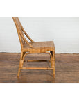 Vintage Rattan Chair with Slanted Back & Long Front Skirt-13. Asian & Chinese Furniture, Art, Antiques, Vintage Home Décor for sale at FEA Home