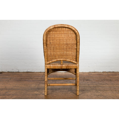 Vintage Rattan Chair with Slanted Back & Long Front Skirt-YN7564-15. Asian & Chinese Furniture, Art, Antiques, Vintage Home Décor for sale at FEA Home