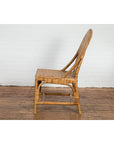 Vintage Rattan Chair with Slanted Back & Long Front Skirt-16. Asian & Chinese Furniture, Art, Antiques, Vintage Home Décor for sale at FEA Home