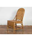 Vintage Rattan Chair with Slanted Back & Long Front Skirt-17. Asian & Chinese Furniture, Art, Antiques, Vintage Home Décor for sale at FEA Home
