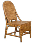 Vintage Rattan Chair with Slanted Back & Long Front Skirt-18. Asian & Chinese Furniture, Art, Antiques, Vintage Home Décor for sale at FEA Home