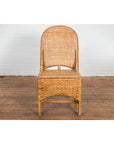 Vintage Rattan Chair with Slanted Back & Long Front Skirt-2. Asian & Chinese Furniture, Art, Antiques, Vintage Home Décor for sale at FEA Home