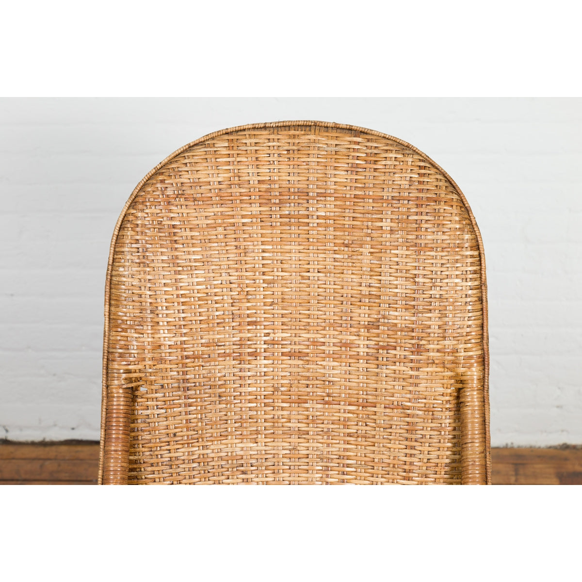 Vintage Rattan Chair with Slanted Back & Long Front Skirt-3. Asian & Chinese Furniture, Art, Antiques, Vintage Home Décor for sale at FEA Home