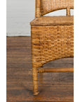 Vintage Rattan Chair with Slanted Back & Long Front Skirt-7. Asian & Chinese Furniture, Art, Antiques, Vintage Home Décor for sale at FEA Home