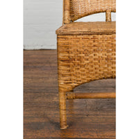 Vintage Rattan Chair with Slanted Back & Long Front Skirt