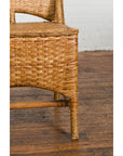Vintage Rattan Chair with Slanted Back & Long Front Skirt-8. Asian & Chinese Furniture, Art, Antiques, Vintage Home Décor for sale at FEA Home