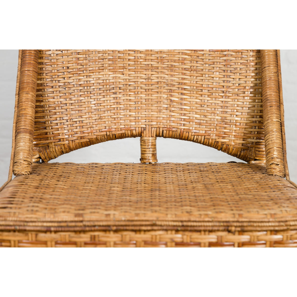 Vintage Rattan Chair with Slanted Back & Long Front Skirt-9. Asian & Chinese Furniture, Art, Antiques, Vintage Home Décor for sale at FEA Home