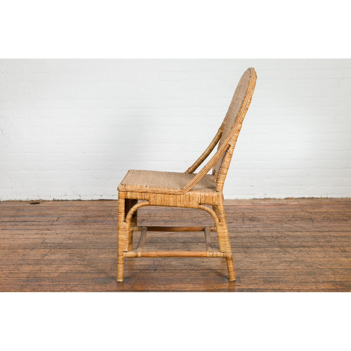 Vintage Rattan Chairs with Covered Front Aprons, Sold Each-12. Asian & Chinese Furniture, Art, Antiques, Vintage Home Décor for sale at FEA Home