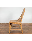 Vintage Rattan Chairs with Covered Front Aprons, Sold Each-12. Asian & Chinese Furniture, Art, Antiques, Vintage Home Décor for sale at FEA Home