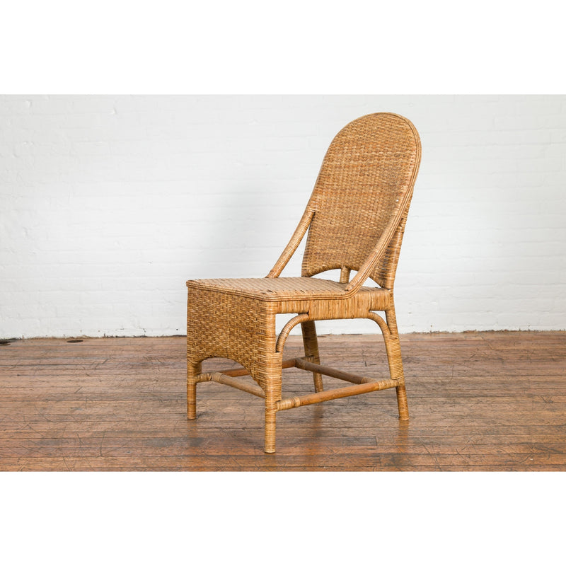 Vintage Rattan Chairs with Covered Front Aprons, Sold Each-YN7565-14. Asian & Chinese Furniture, Art, Antiques, Vintage Home Décor for sale at FEA Home
