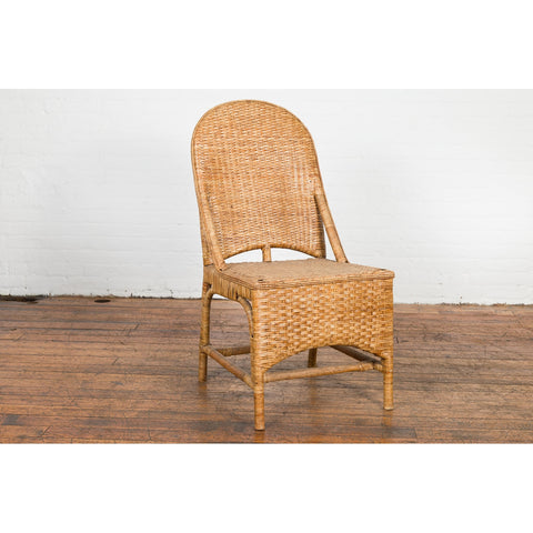 Vintage Rattan Chairs with Covered Front Aprons, Sold Each-YN7565-3. Asian & Chinese Furniture, Art, Antiques, Vintage Home Décor for sale at FEA Home