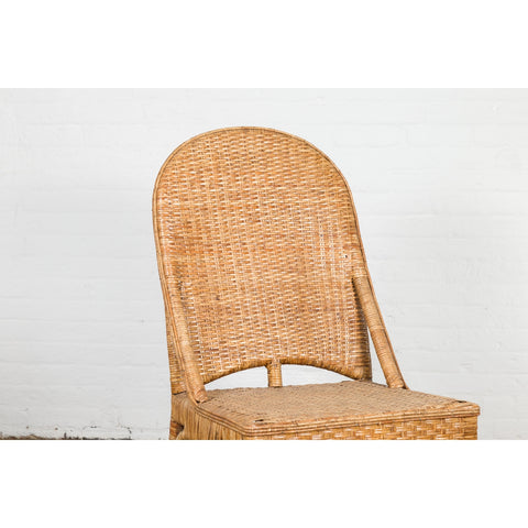 Vintage Rattan Chairs with Covered Front Aprons, Sold Each-YN7565-4. Asian & Chinese Furniture, Art, Antiques, Vintage Home Décor for sale at FEA Home
