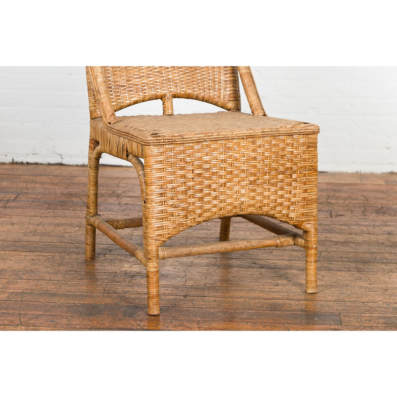 Vintage Rattan Chairs with Covered Front Aprons, Sold Each-YN7565-5. Asian & Chinese Furniture, Art, Antiques, Vintage Home Décor for sale at FEA Home