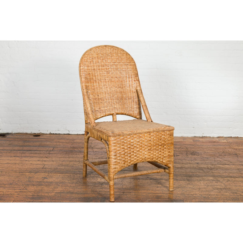Vintage Rattan Chairs with Covered Front Aprons, Sold Each-YN7565-6. Asian & Chinese Furniture, Art, Antiques, Vintage Home Décor for sale at FEA Home