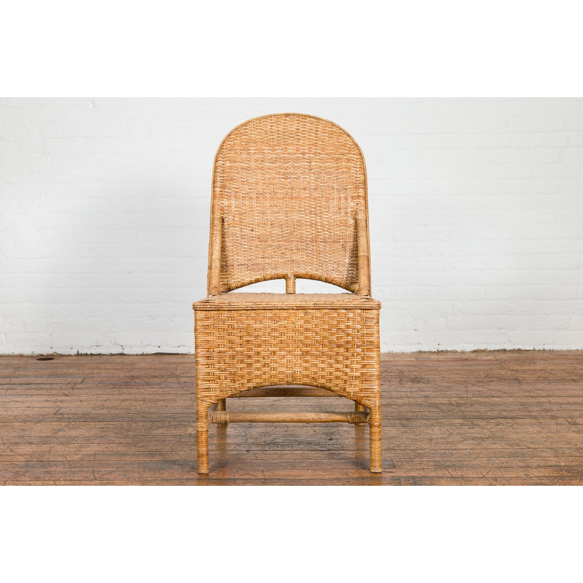 Vintage Rattan Chairs with Covered Front Aprons, Sold Each-7. Asian & Chinese Furniture, Art, Antiques, Vintage Home Décor for sale at FEA Home