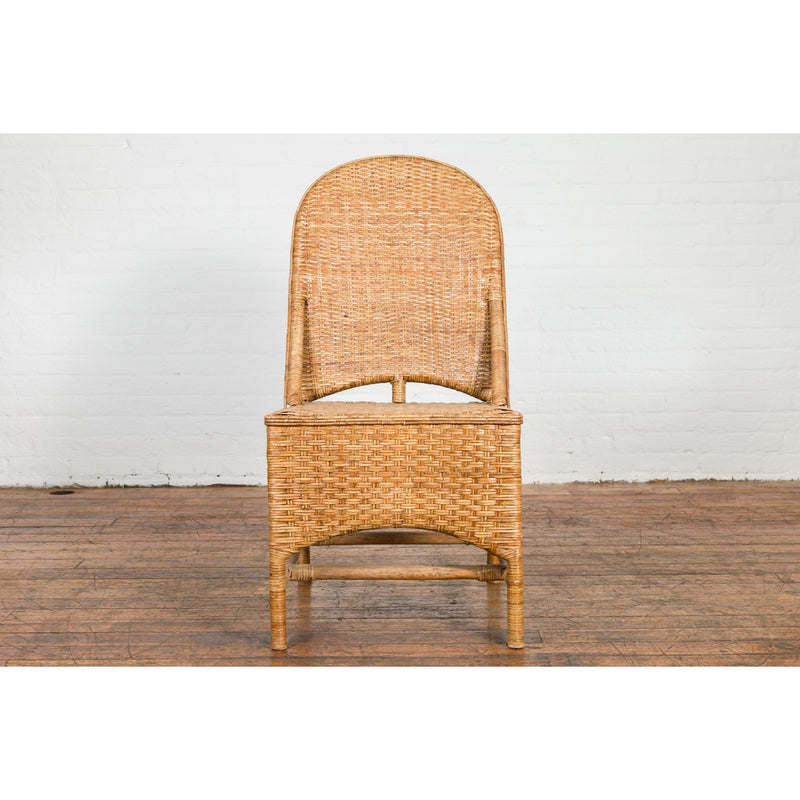Vintage Rattan Chairs with Covered Front Aprons, Sold Each-YN7565-7. Asian & Chinese Furniture, Art, Antiques, Vintage Home Décor for sale at FEA Home