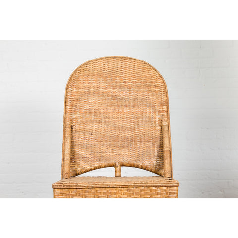 Vintage Rattan Chairs with Covered Front Aprons, Sold Each-YN7565-8. Asian & Chinese Furniture, Art, Antiques, Vintage Home Décor for sale at FEA Home