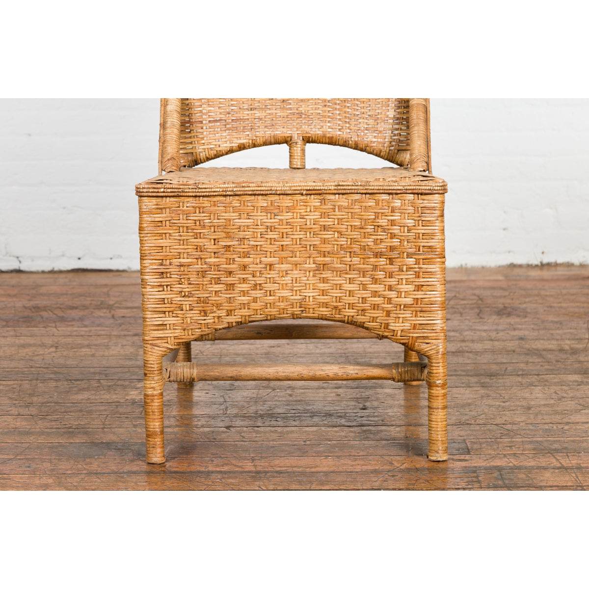 Vintage Rattan Chairs with Covered Front Aprons, Sold Each-9. Asian & Chinese Furniture, Art, Antiques, Vintage Home Décor for sale at FEA Home
