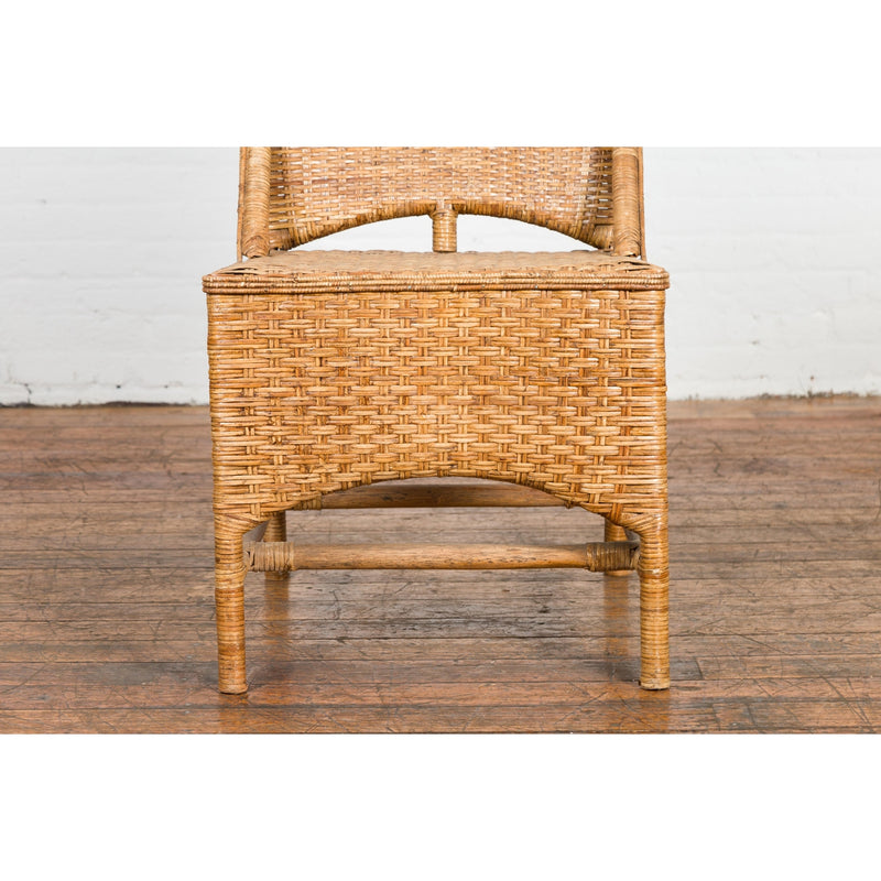 Vintage Rattan Chairs with Covered Front Aprons, Sold Each-YN7565-9. Asian & Chinese Furniture, Art, Antiques, Vintage Home Décor for sale at FEA Home