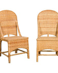 1950s Midcentury Country Style Woven Rattan Rustic Chairs, Pair-1. Asian & Chinese Furniture, Art, Antiques, Vintage Home Décor for sale at FEA Home