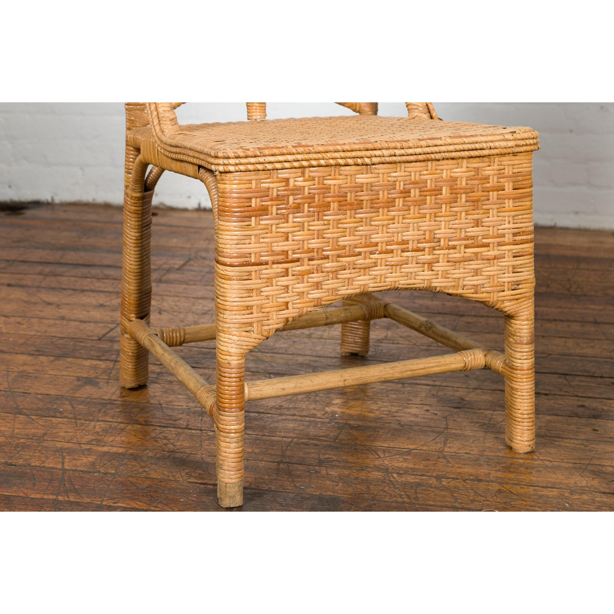 1950s Midcentury Country Style Woven Rattan Rustic Chairs, Pair-8. Asian & Chinese Furniture, Art, Antiques, Vintage Home Décor for sale at FEA Home