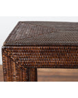 Country Style Burmese Midcentury Dark Brown Woven Rattan Console Table-10. Asian & Chinese Furniture, Art, Antiques, Vintage Home Décor for sale at FEA Home