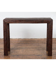 Country Style Burmese Midcentury Dark Brown Woven Rattan Console Table-13. Asian & Chinese Furniture, Art, Antiques, Vintage Home Décor for sale at FEA Home