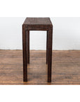 Country Style Burmese Midcentury Dark Brown Woven Rattan Console Table-14. Asian & Chinese Furniture, Art, Antiques, Vintage Home Décor for sale at FEA Home