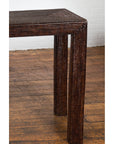 Country Style Burmese Midcentury Dark Brown Woven Rattan Console Table-7. Asian & Chinese Furniture, Art, Antiques, Vintage Home Décor for sale at FEA Home