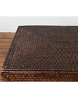 Country Style Burmese Midcentury Dark Brown Woven Rattan Console Table-8. Asian & Chinese Furniture, Art, Antiques, Vintage Home Décor for sale at FEA Home